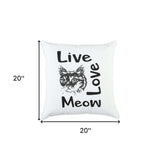 Black and White Live Love Meow Throw Pillow - Homeroots - Flyclothing LLC