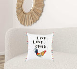 White Chicken Love Modern Throw Pillow - Homeroots - Flyclothing LLC