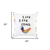 White Chicken Love Modern Throw Pillow - Homeroots - Flyclothing LLC