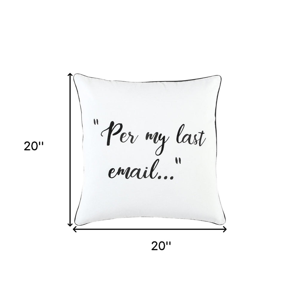 white 20" x 20" Poly Filled Pillow - Homeroots - Flyclothing LLC