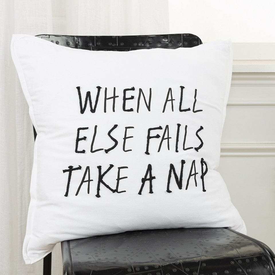 Black and White Take A Nap Throw Pillow - Homeroots - Flyclothing LLC