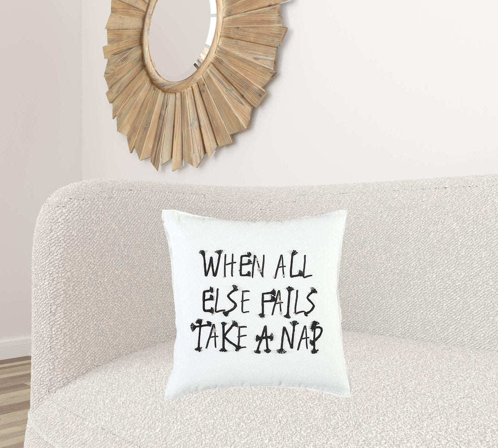 Black and White Take A Nap Throw Pillow - Homeroots - Flyclothing LLC