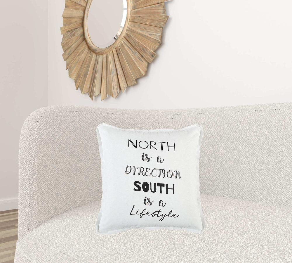 Black and White North South Font Play Throw Pillow - Homeroots - Flyclothing LLC