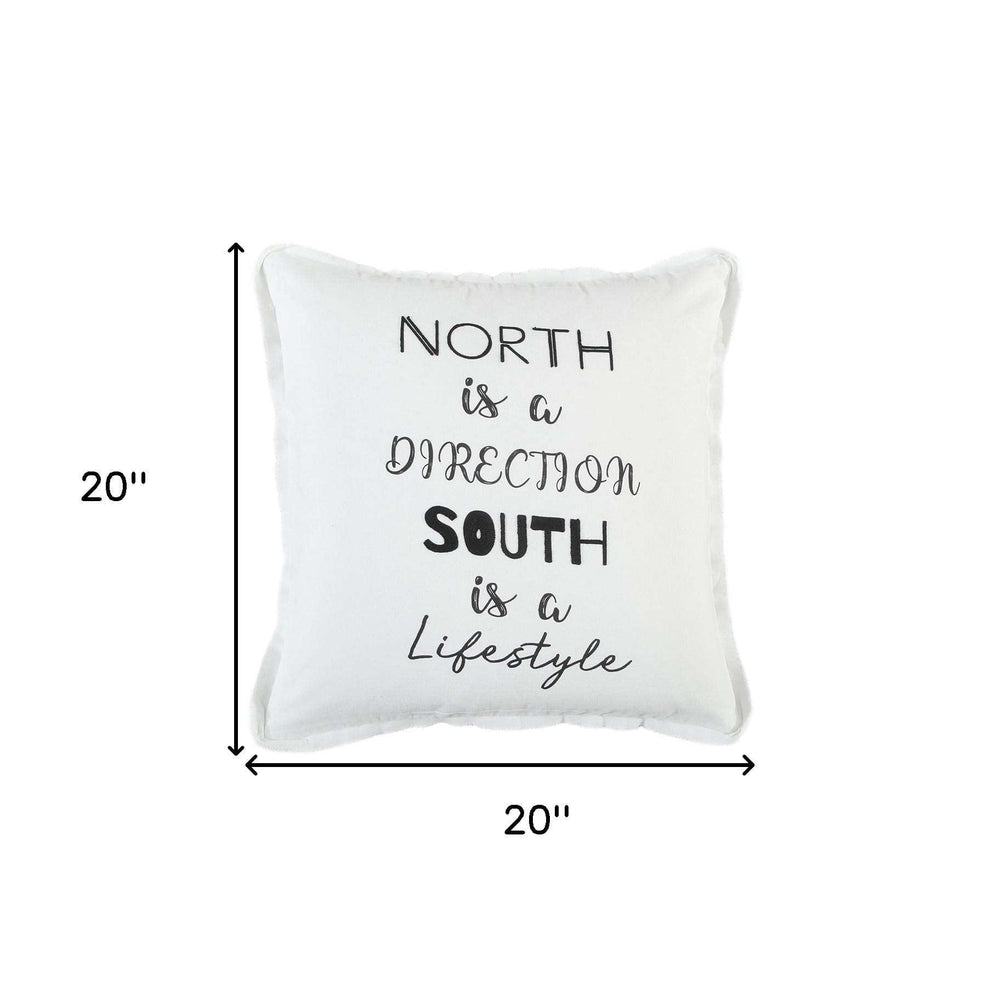 Black and White North South Font Play Throw Pillow - Homeroots - Flyclothing LLC