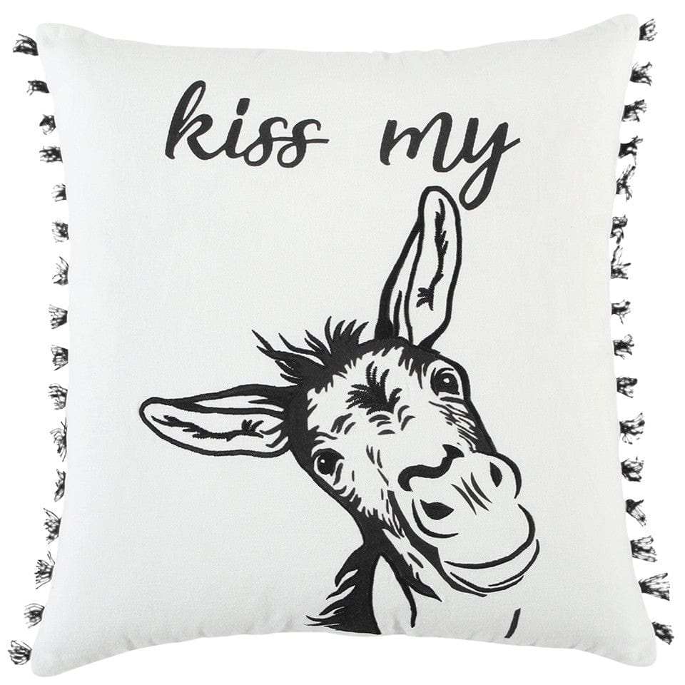 Black and White Humorous Donkey Throw Pillow - Homeroots - Flyclothing LLC