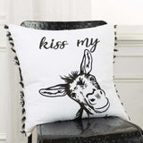 Black and White Humorous Donkey Throw Pillow - Homeroots - Flyclothing LLC