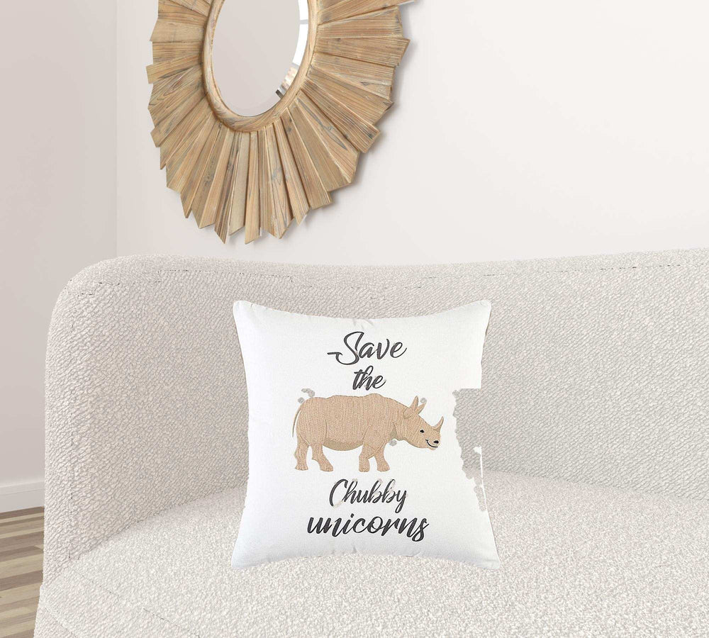 White Beige Chubby Unicorn Throw Pillow - Homeroots - Flyclothing LLC