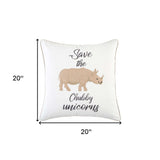 White Beige Chubby Unicorn Throw Pillow - Homeroots - Flyclothing LLC