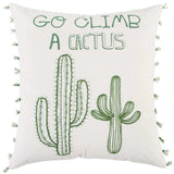 White Green Climb A Cactus Throw Pillow - Homeroots - Flyclothing LLC