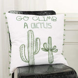 White Green Climb A Cactus Throw Pillow - Homeroots - Flyclothing LLC