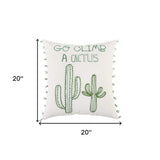 White Green Climb A Cactus Throw Pillow - Homeroots - Flyclothing LLC