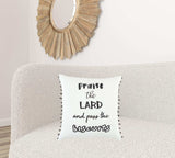 Black and White Praise The Lard Tasseled Throw Pillow - Homeroots - Flyclothing LLC