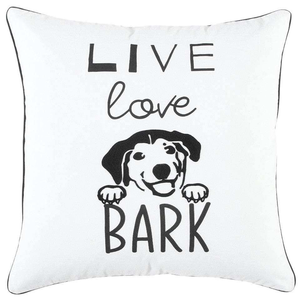 Black and White Live Love Bark Modern Throw Pillow - Homeroots - Flyclothing LLC