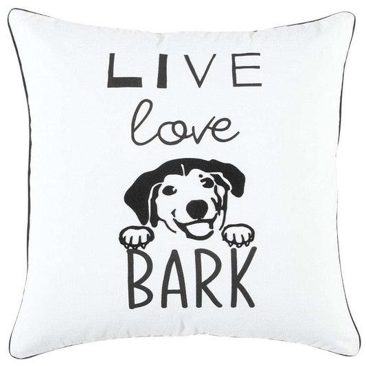 Black and White Live Love Bark Modern Throw Pillow - Homeroots - Flyclothing LLC