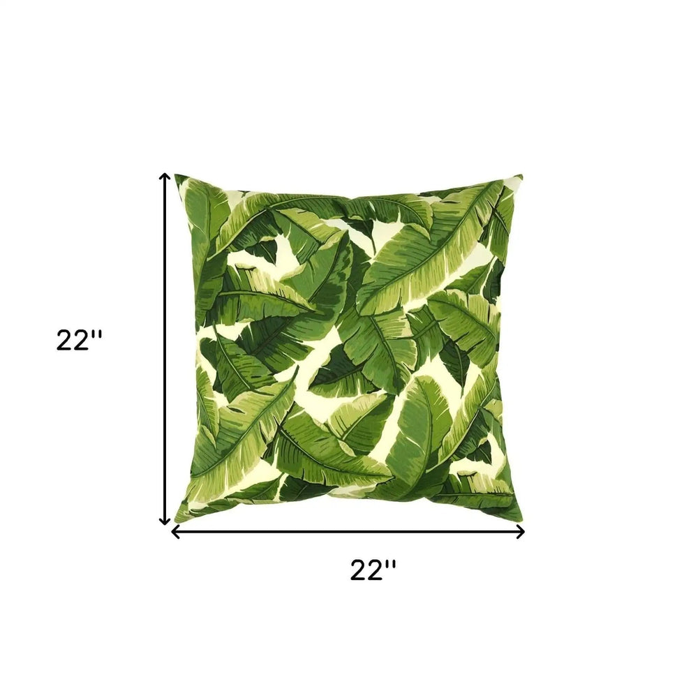 22" Green and White Tropical Indoor Outdoor Throw Pillow - Homeroots