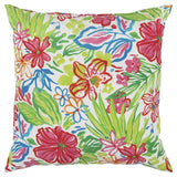 22" White Green and Pink Tropical Indoor Outdoor Throw Pillow - Homeroots