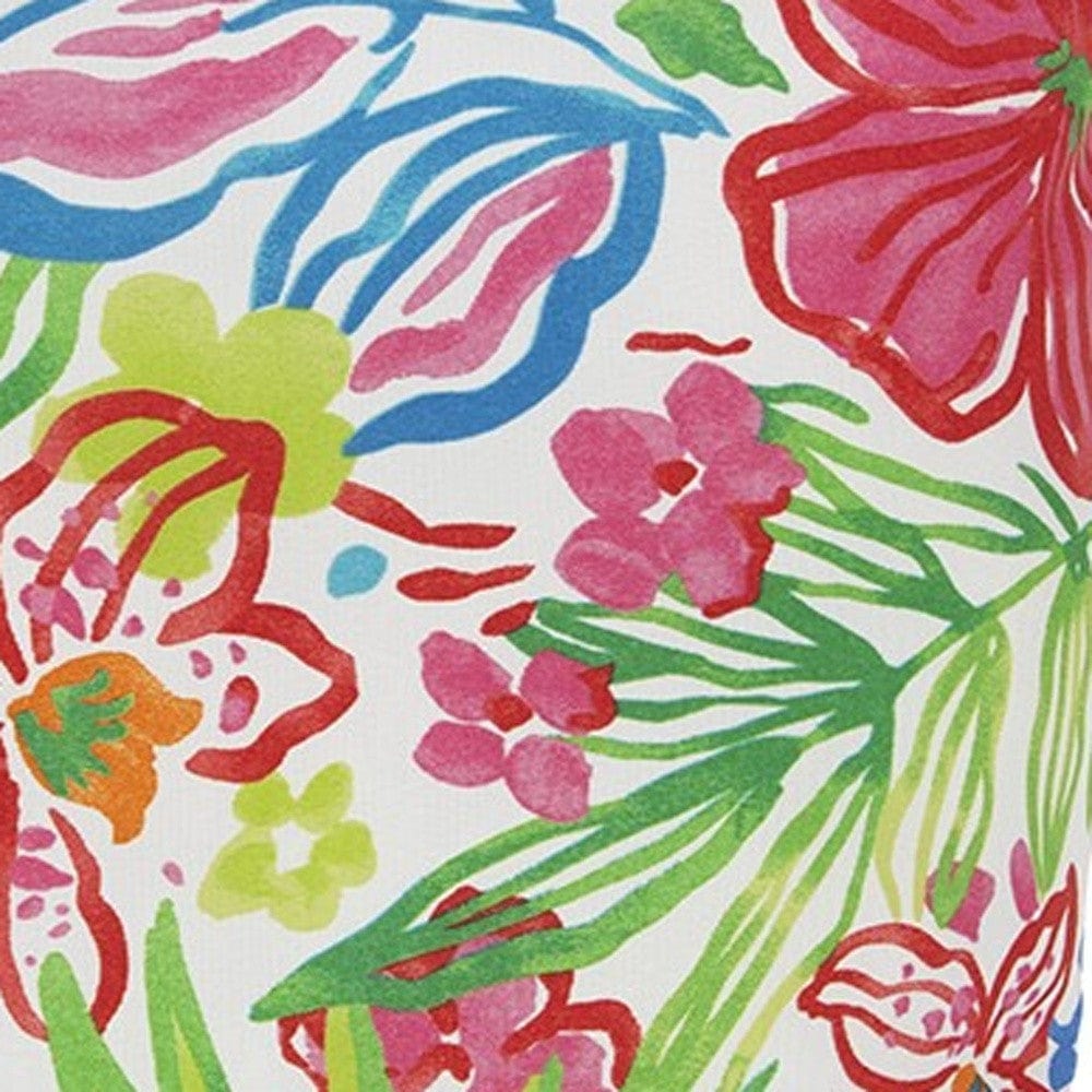 22" White Green and Pink Tropical Indoor Outdoor Throw Pillow - Homeroots