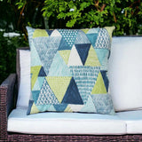 22" Aqua Green and White Patchwork Indoor Outdoor Throw Pillow - Homeroots