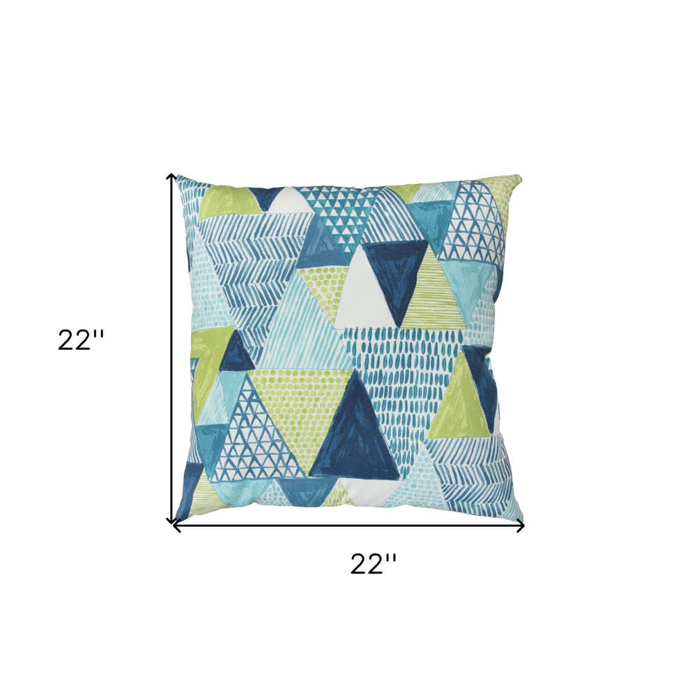 22" Aqua Green and White Patchwork Indoor Outdoor Throw Pillow - Homeroots