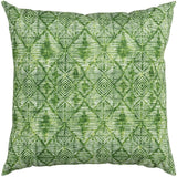 22" Green Ikat Diamond Indoor Outdoor Throw Pillow - Homeroots