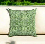 22" Green Ikat Diamond Indoor Outdoor Throw Pillow - Homeroots