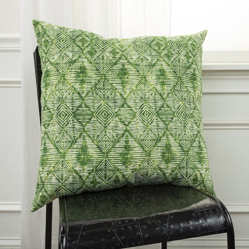 22" Green Ikat Diamond Indoor Outdoor Throw Pillow - Homeroots