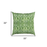 22" Green Ikat Diamond Indoor Outdoor Throw Pillow - Homeroots