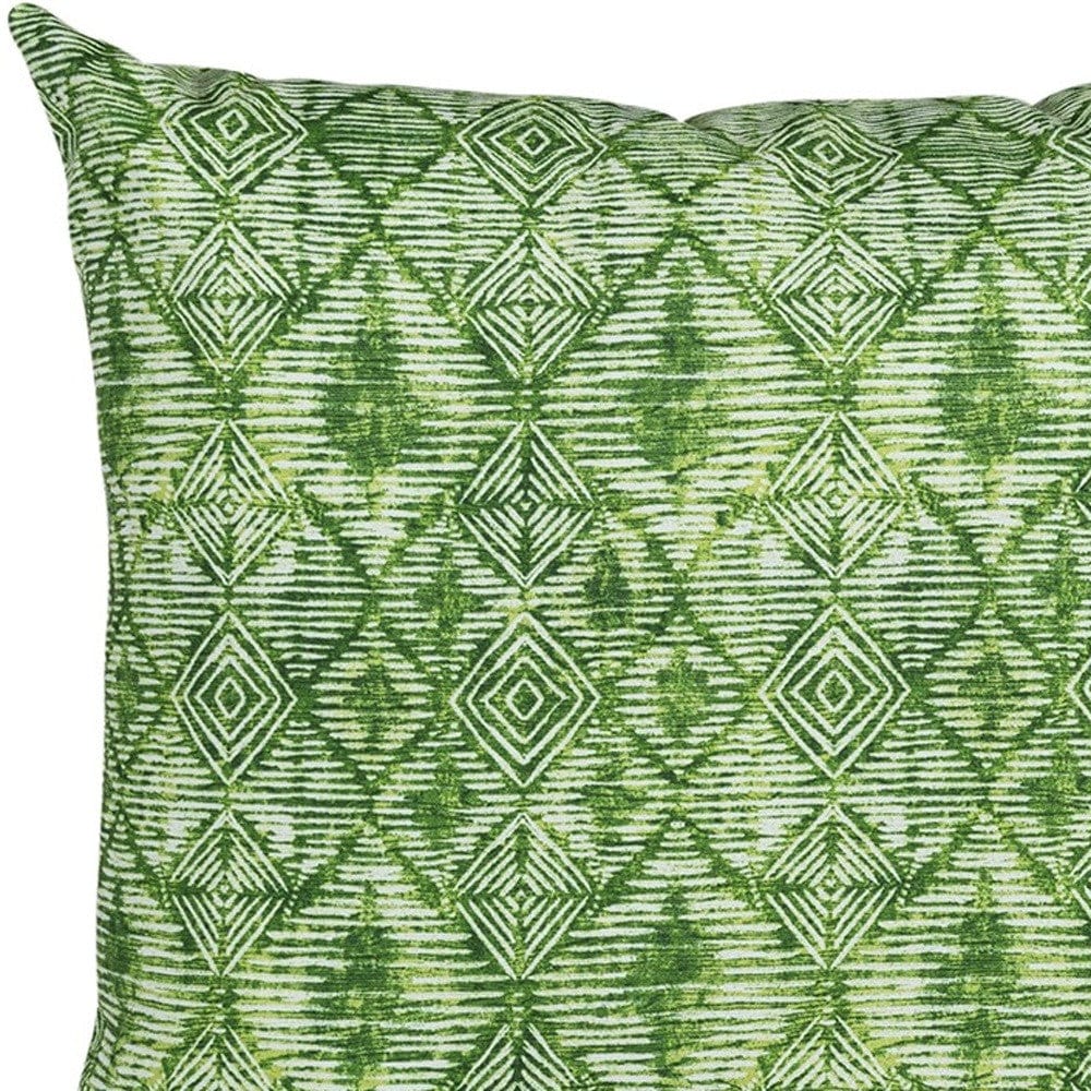 22" Green Ikat Diamond Indoor Outdoor Throw Pillow - Homeroots