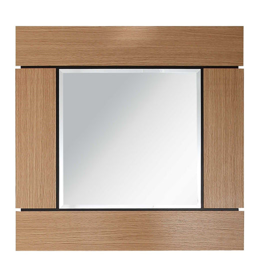 35" Brown Square Accent Wood Mirror - Homeroots