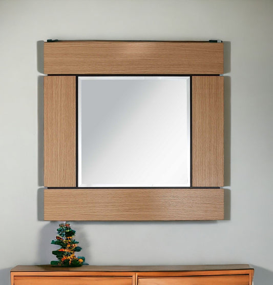 35" Brown Square Accent Wood Mirror - Homeroots