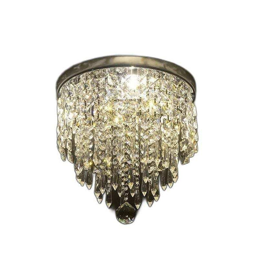 Black and Gold Shaded Transparent Glass and Crystals Dimmable Ceiling Light With Clear Shades - Homeroots - Flyclothing LLC