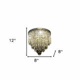 Black and Gold Shaded Transparent Glass and Crystals Dimmable Ceiling Light With Clear Shades - Homeroots - Flyclothing LLC