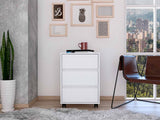 18" White Three Drawer Rolling Cabinet - Homeroots - Flyclothing LLC