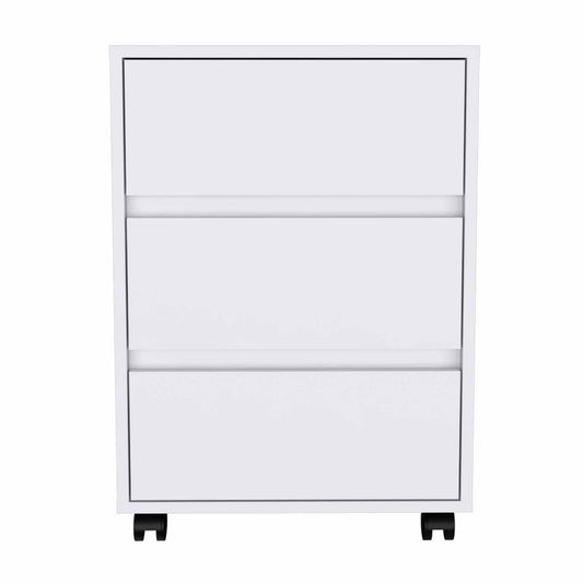 18" White Three Drawer Rolling Cabinet - Homeroots