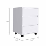 18" White Three Drawer Rolling Cabinet - Homeroots - Flyclothing LLC