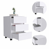 18" White Three Drawer Rolling Cabinet - Homeroots - Flyclothing LLC