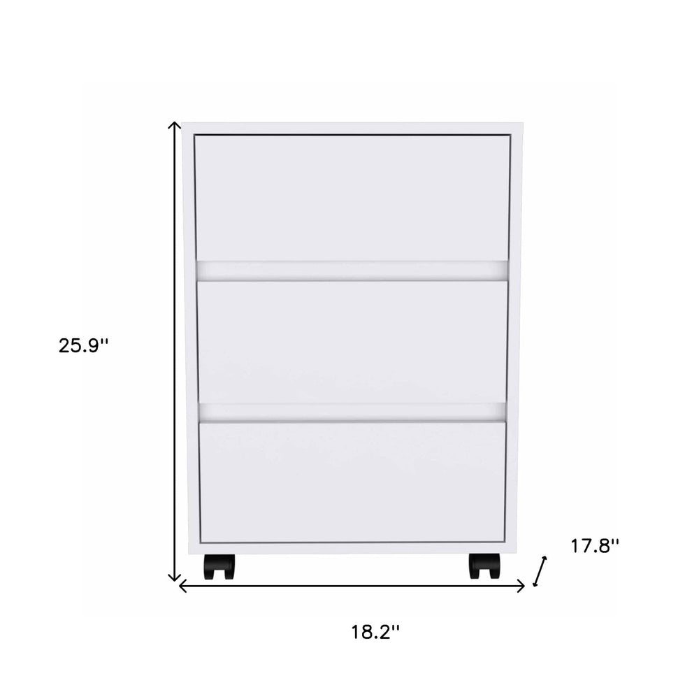 18" White Three Drawer Rolling Cabinet - Homeroots - Flyclothing LLC