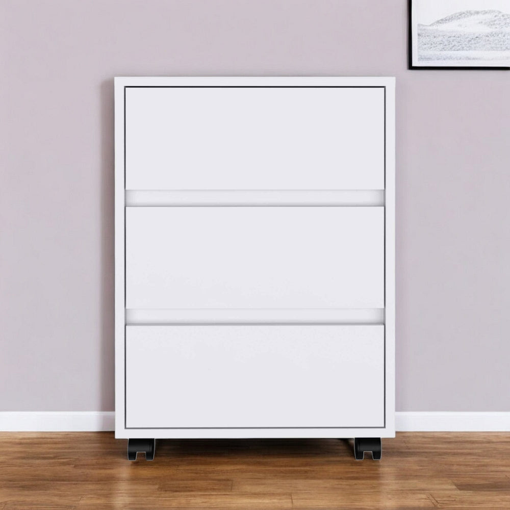 18" White Three Drawer Rolling Cabinet - Homeroots - Flyclothing LLC