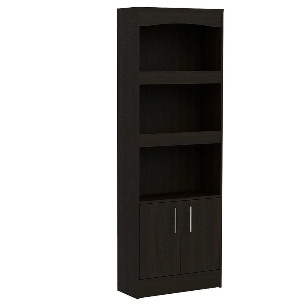 71" Light Gray Three Tier Bookcase with Two doors - Homeroots - Flyclothing LLC