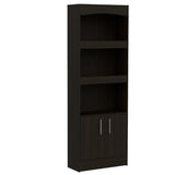 71" Light Gray Three Tier Bookcase with Two doors - Homeroots - Flyclothing LLC