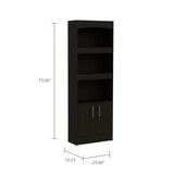 71" Light Gray Three Tier Bookcase with Two doors - Homeroots - Flyclothing LLC