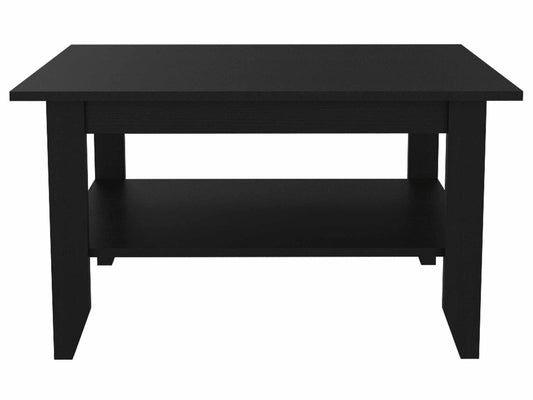 32" Black Coffee Table With Shelf - Homeroots