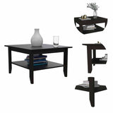 32" Black Coffee Table With Shelf - Homeroots - Flyclothing LLC