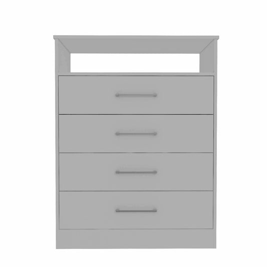 Modern White Four Drawer Dresser with Hutch - Homeroots - Flyclothing LLC