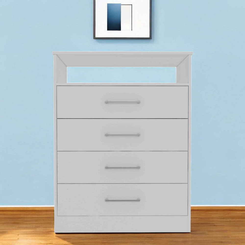 Modern White Four Drawer Dresser with Hutch - Homeroots - Flyclothing LLC