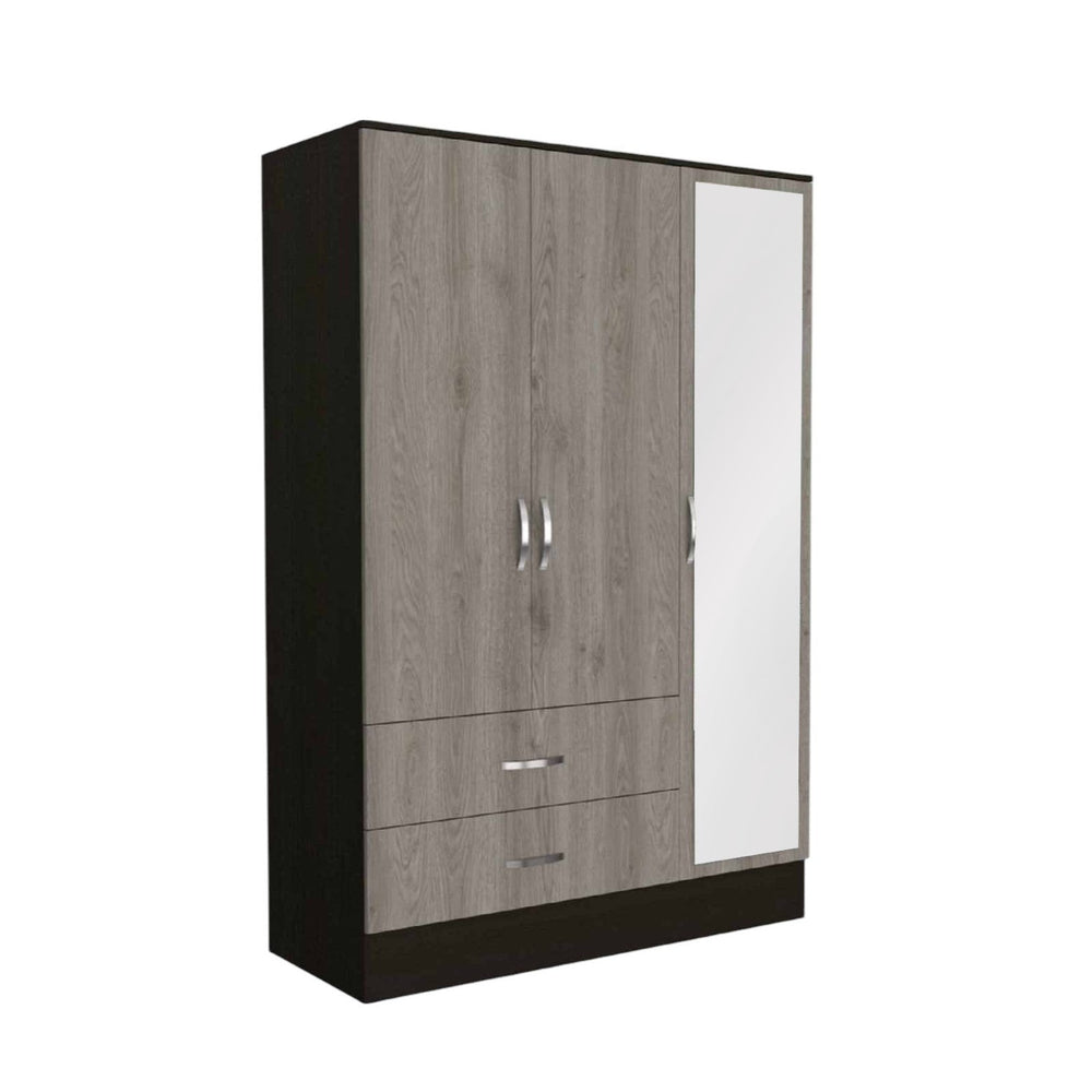 71" Brown and Black Mirrored Two Drawer Combo Dresser - Homeroots - Flyclothing LLC