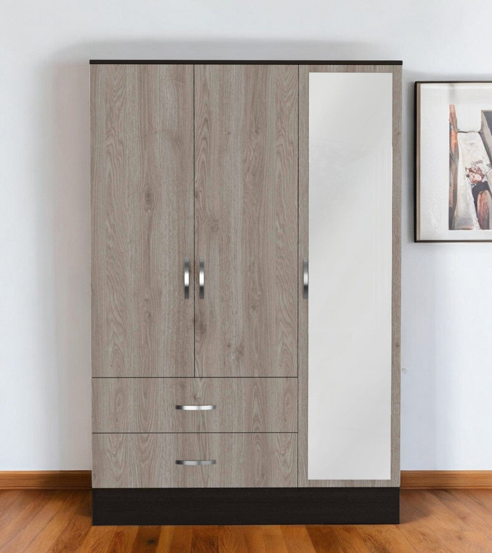 71" Brown and Black Mirrored Two Drawer Combo Dresser - Homeroots - Flyclothing LLC