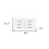 59" White Six Drawer Double Dresser - Homeroots - Flyclothing LLC