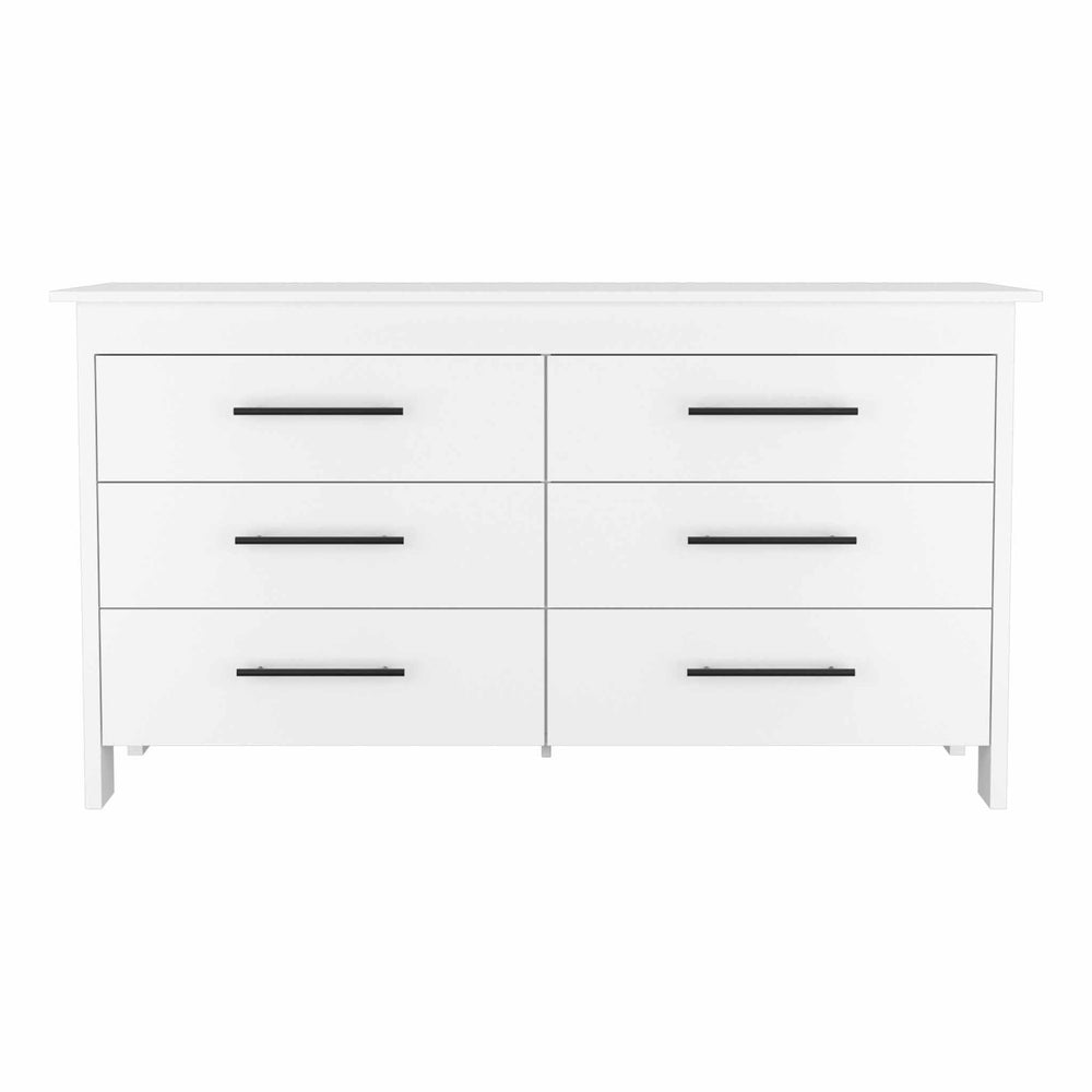 59" White Six Drawer Double Dresser - Homeroots - Flyclothing LLC