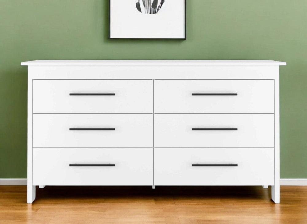 59" White Six Drawer Double Dresser - Homeroots - Flyclothing LLC